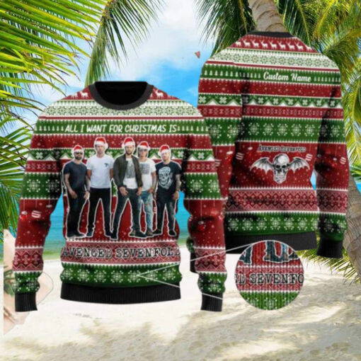 All I Want For Christmas Is Avenged Sevenfold Custom Name 2024 Ugly Christmas Sweater