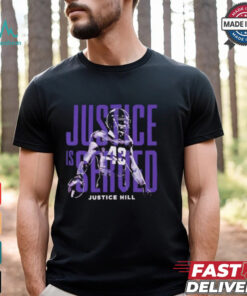 Baltimore Ravens Justice Hill is served shirt