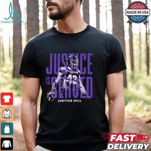 Baltimore Ravens Justice Hill is served shirt