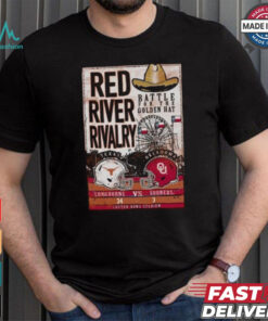 Battle For The Golden Hat Texas Longhorns Vs Oklahoma Sooners 2024 Red River Rivalry Score T Shirt