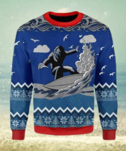 Bigfoot Surfing Ugly Christmas Sweater