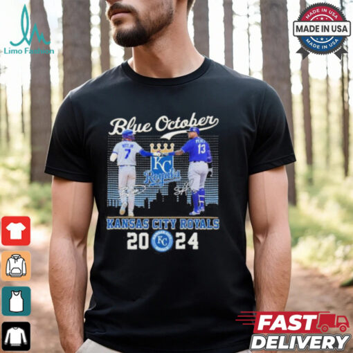 Blue October 7 Witt Jr And 13 Perez Kansas City Royals 2024 City Shirt