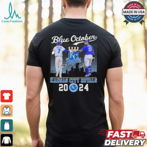 Blue October 7 Witt Jr And 13 Perez Kansas City Royals 2024 City Shirt