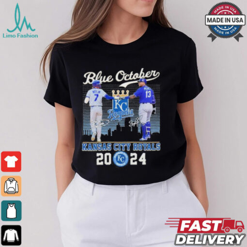 Blue October 7 Witt Jr And 13 Perez Kansas City Royals 2024 City Shirt