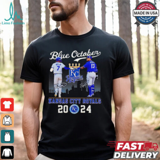 Blue October Kansas City Royals Bobby Witt Jr. and Salvador Perez signature 2024 shirt