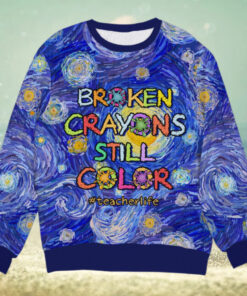 Broken Crayons Still Color, Gift For Teacher, Personalized Knitted Ugly Sweater