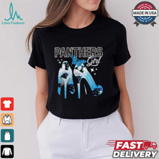 Carolina Panthers girl diamond shoe heel shirt