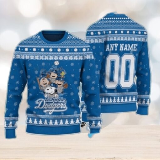 Charlie Brown Peanuts Customizable LA Dodgers Ugly Sweater