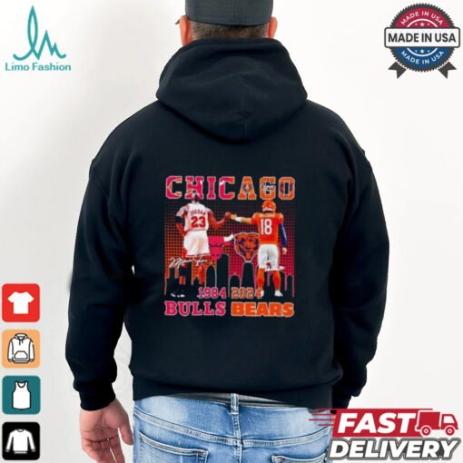 Chicago Bulls Michael Jordan and Chicago Bears Caleb Williams 1984 2024 signatures shirt