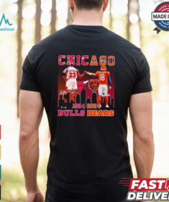 Chicago Bulls Michael Jordan and Chicago Bears Caleb Williams 1984 2024 signatures shirt
