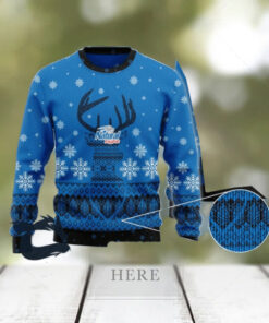 Christmas 2024 Blue Natural Light Reindeer Snowy Ugly Sweater