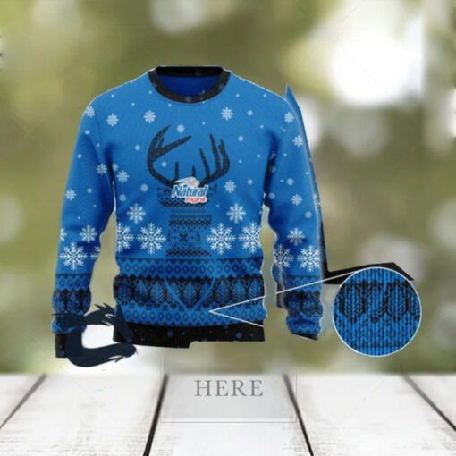 Christmas 2024 Blue Natural Light Reindeer Snowy Ugly Sweater