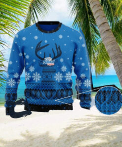 Christmas 2024 Blue Natural Light Reindeer Snowy Ugly Sweater