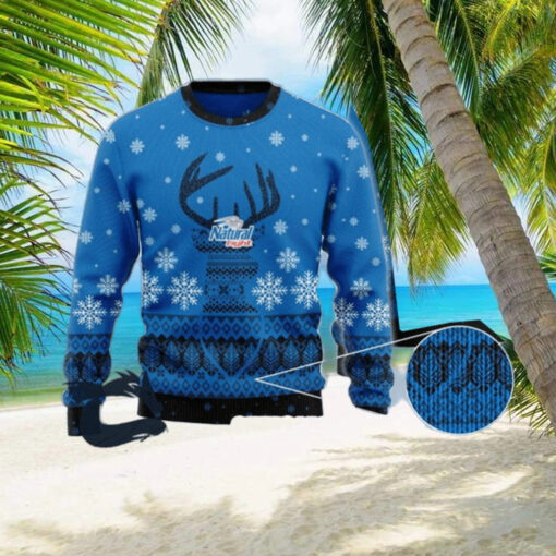 Christmas 2024 Blue Natural Light Reindeer Snowy Ugly Sweater