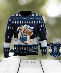 Christmas 2024 Bulldog Drink Keystone Light Beer Ugly Sweater