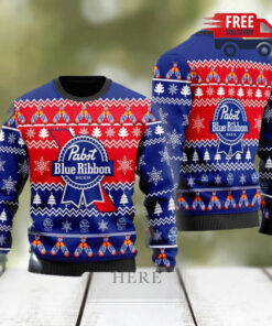 Christmas 2024 Christmas Cheers With Pabst Blue Ribbon Beer Ugly Sweater