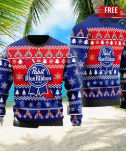 Christmas 2024 Christmas Cheers With Pabst Blue Ribbon Beer Ugly Sweater