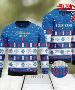 Christmas 2024 Personalized Christmas Twinkle Lights Michelob Ultra Ugly Sweater