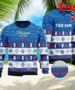 Christmas 2024 Personalized Christmas Twinkle Lights Michelob Ultra Ugly Sweater