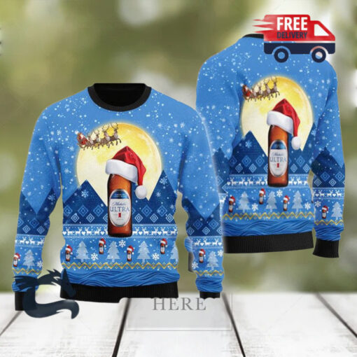 Christmas 2024 Santa Claus Sleigh Michelob ULTRA Ugly Sweater