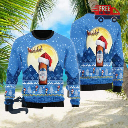 Christmas 2024 Santa Claus Sleigh Michelob ULTRA Ugly Sweater