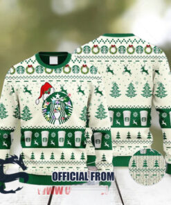 Christmas 2024 Starbucks Coffee Reindeer Snowy Night Ugly Sweater