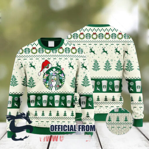 Christmas 2024 Starbucks Coffee Reindeer Snowy Night Ugly Sweater