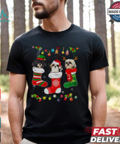 Christmas Cute Shih Tzu Puppy Dog In Socks Shirt