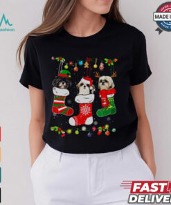 Christmas Cute Shih Tzu Puppy Dog In Socks Shirt
