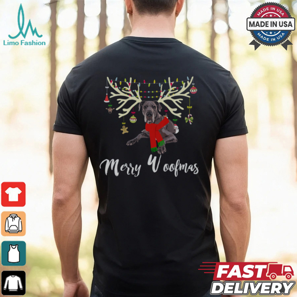 Christmas Dog Lover Gift Shirt, Merry Woofmas Great Dane Reindeer Christmas Dog Lover Gift Shirt, Merry Woofmas Great Dane Reindeer