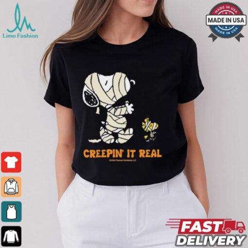 Creepin It Real Peanuts Snoopy & Woodstock Mummy T Shirt