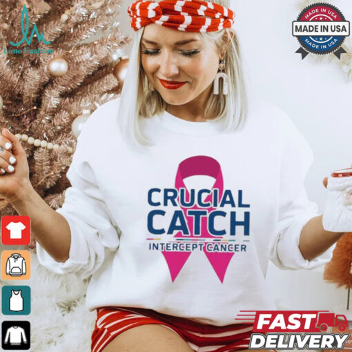 Crucial Catch Intercept Cancer Pink Ribbon T shirt