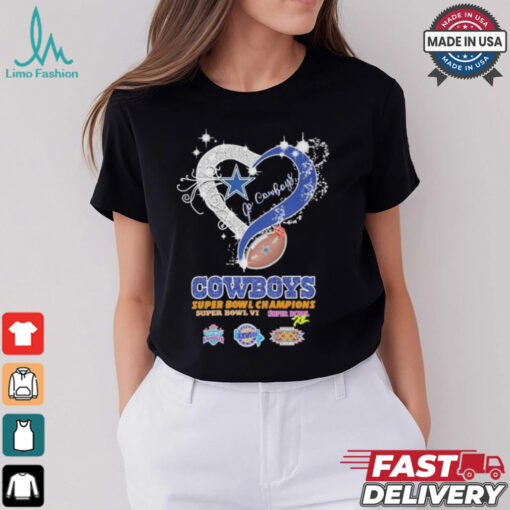 Design Dallas Cowboys Football Logo Heart Let’s Go Cowboys Super Bowl Champions Shirt