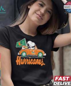 Design Peanuts Snoopy And Woodstock X Miami Hurricanes Driving Car Shirt