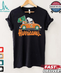 Design Peanuts Snoopy And Woodstock X Miami Hurricanes Driving Car Shirt