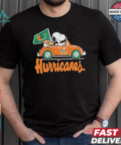 Design Peanuts Snoopy And Woodstock X Miami Hurricanes Driving Car Shirt