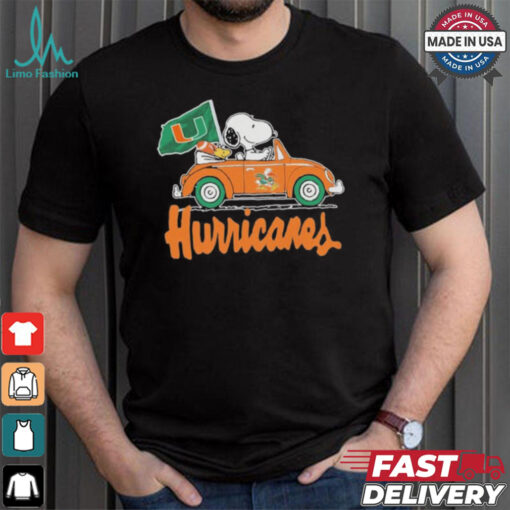 Design Peanuts Snoopy And Woodstock X Miami Hurricanes Driving Car Shirt