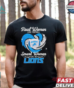 Diamond heart real women love football smart women love the Lions shirt