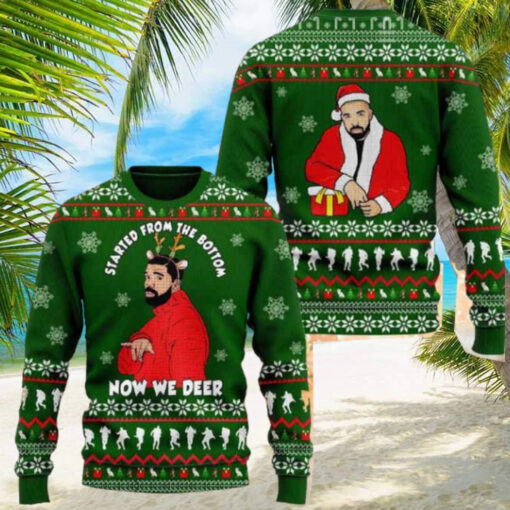 Drake Started From The Bottom Now We Deer 2024 Ugly Christmas Sweater