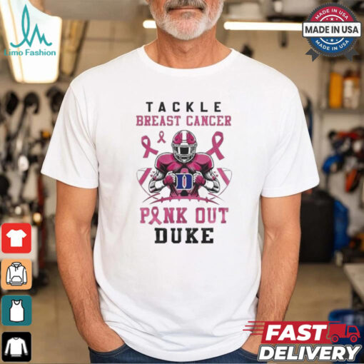 Duke Blue Devils Tackle Breast Cancer Pink Out 2024 T Shirt White