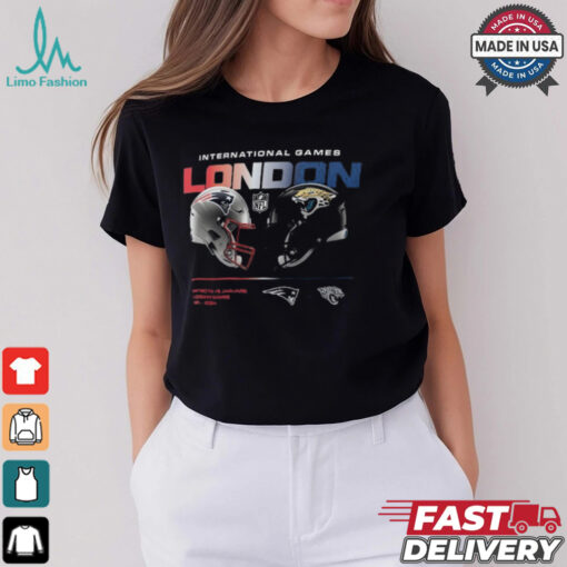 England Patriots vs. Jacksonville Jaguars Nike Black International Games London 2024 T Shirt