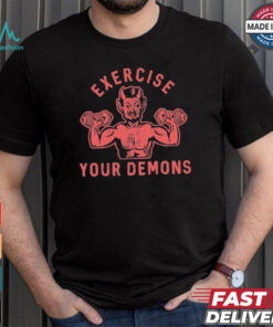 Ethan Buck Wearing Exercise Your Demons Devil t shirt