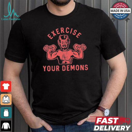 Ethan Buck Wearing Exercise Your Demons Devil t shirt