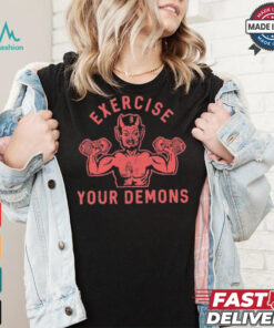 Ethan Buck Wearing Exercise Your Demons Devil t shirt