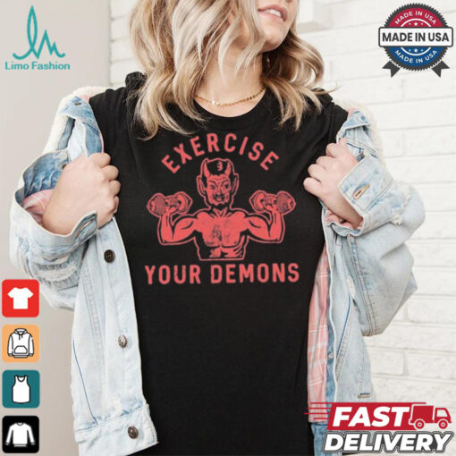 Ethan Buck Wearing Exercise Your Demons Devil t shirt