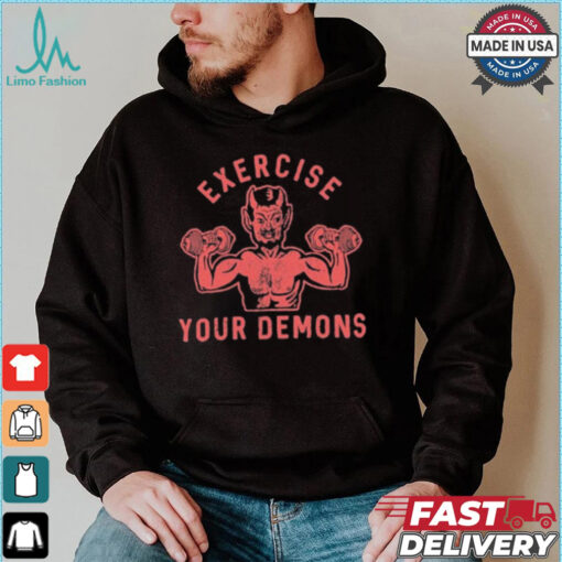 Ethan Buck Wearing Exercise Your Demons Devil t shirt
