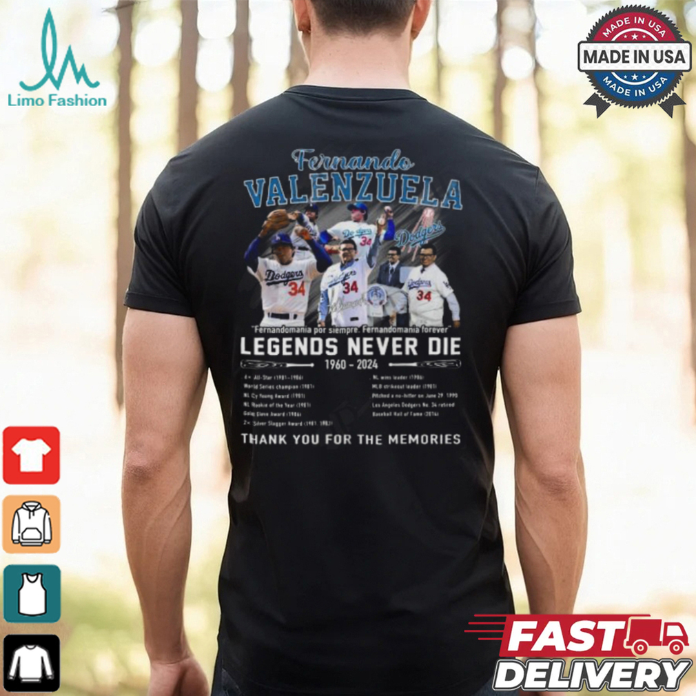 Fernando Valenzuela Legends Never Die 1960 2024 Thank You For The Memories T Shirt Fernando Valenzuela Legends Never Die 1960 2024 Thank You For The Memories T Shirt