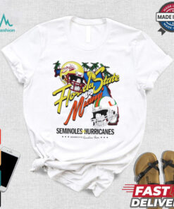 Florida State vs Miami Seminoles on Hurricanes NCAA helmet shirt