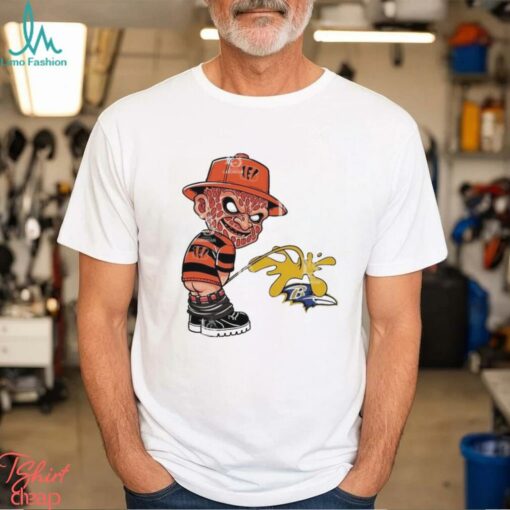 Freddy Krueger Cincinnati Bengals Piss On Baltimore Ravens Halloween 2024 NFL Shirt