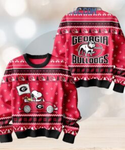 Georgia Bulldogs Snoopy Peanuts 75th Anniversary 1950 2025 Christmas Ugly Sweater